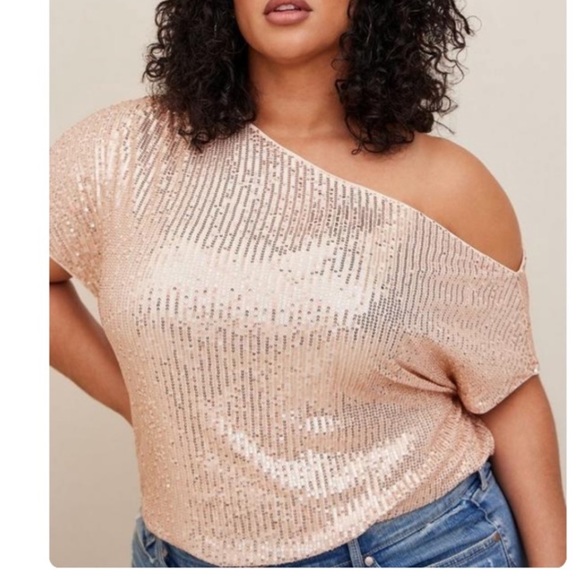 torrid Tops - Torrid sequin off shoulder top gold 3X